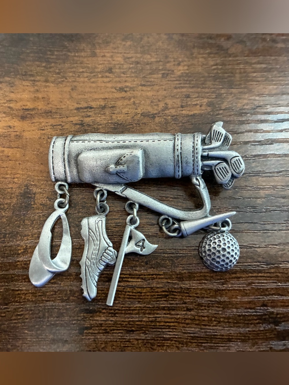 Signed JJ - Silver Golf Bag Charm Brooch